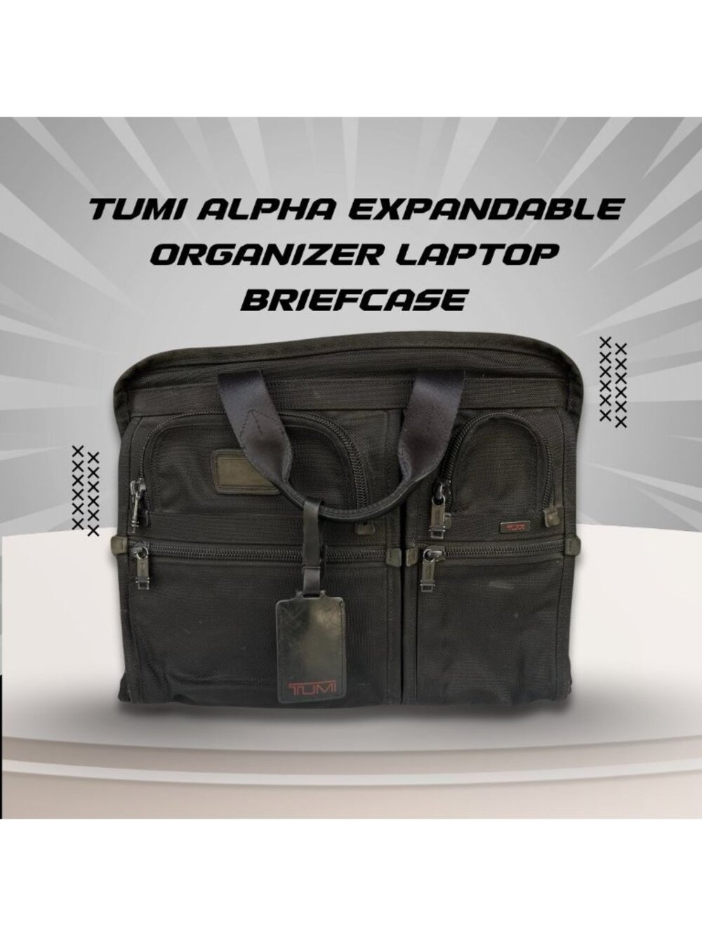 Tumi Alpha Black Expandable Organizer Laptop Briefcase With Multiple Compartment